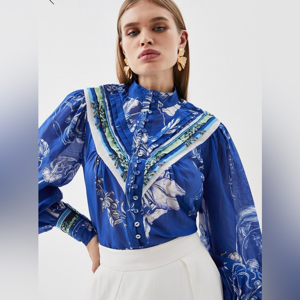 Karen Millen Floral Balloon Sleeve Blouse